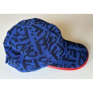 Fendi Terry Cloth Baseball Cap Blue/Red Hat Made in Italy FXQ776 NWT $530